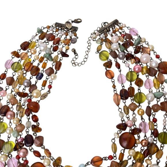 Lia Sophia Beaded Necklace Multi Strand Layered Colorful Beaumont Gold Tone - Picture 9 of 14